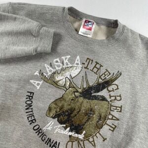 Alaska The Great Land Sweatshirt Spirit Co. Crewneck Moose Graphic Small‎